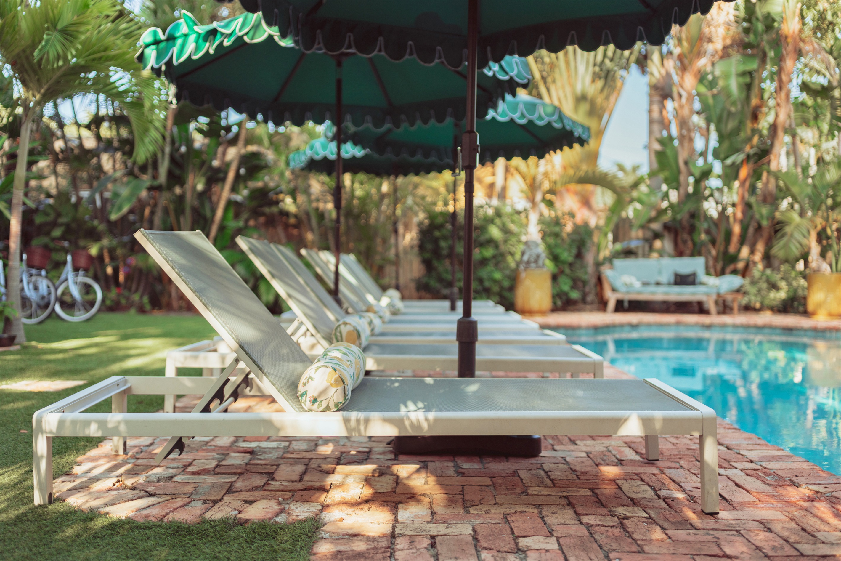 Our idyllic, sun-splashed pool (shared) is right out of a summer dream.