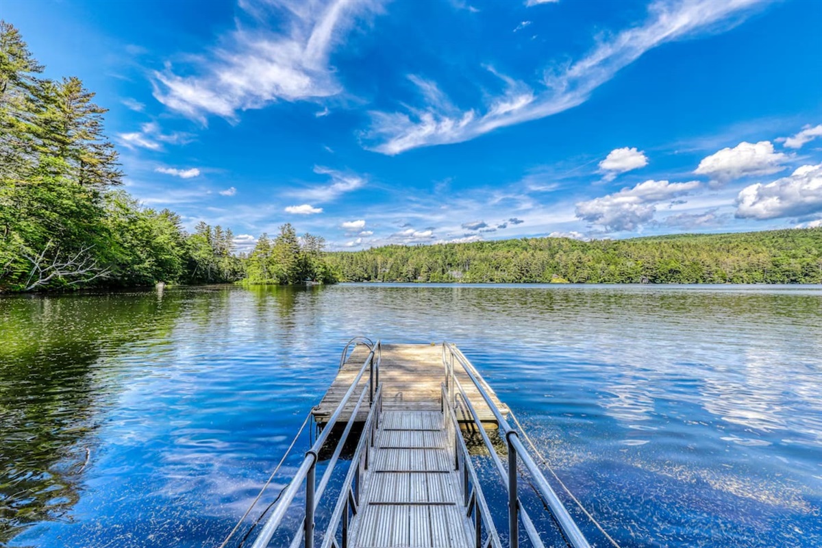 Dive off the dock right from the landing of the home than take a long dip in the hot tub!