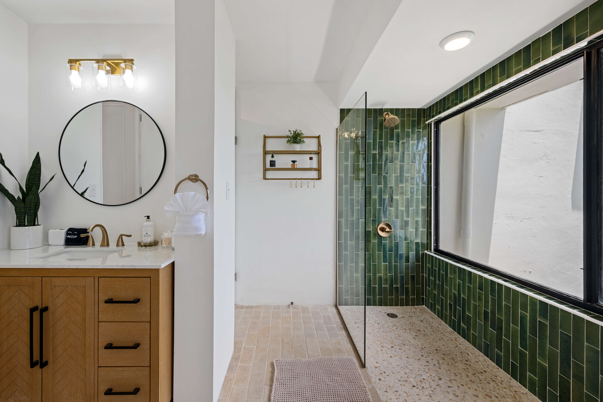 Beautifully renovated bathroom, feels like a spa.