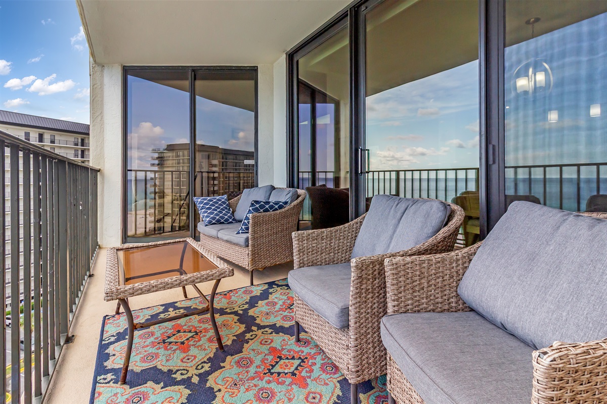Balcony with lots of seating