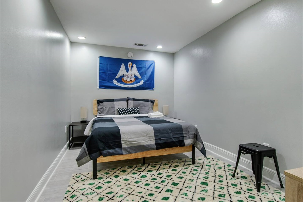 Bedroom 4. Queen bed.  (Not pictured: Roku TV.)