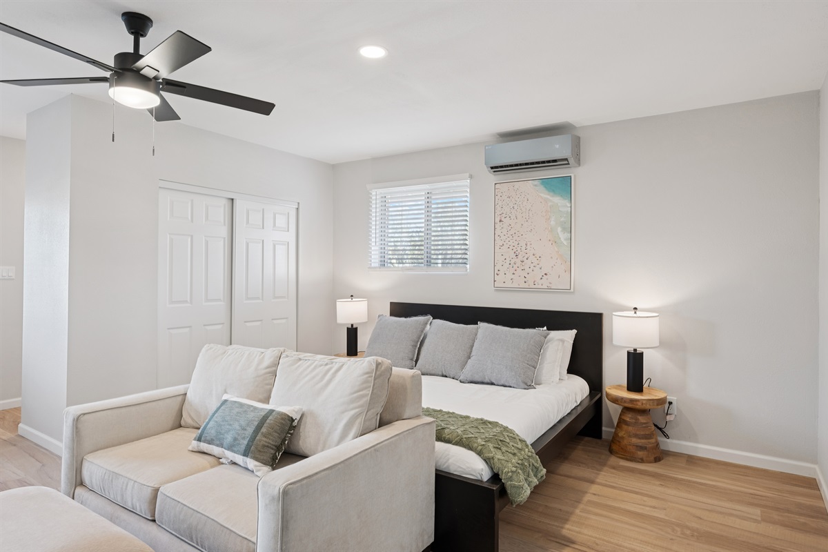 The sleeper sofa offers extra accommodations for up to 4 guests