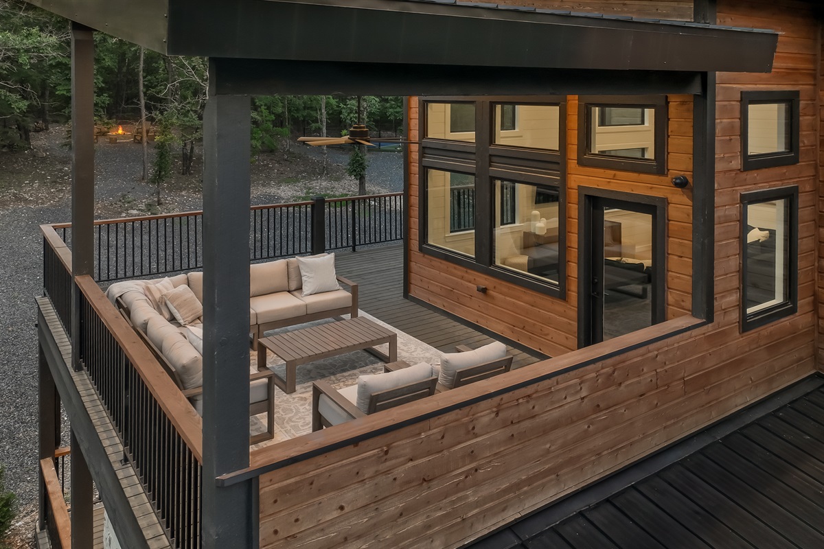 Large wrap-around balcony. Perfect for morning coffee, relaxing afternoons, or sunset cocktails