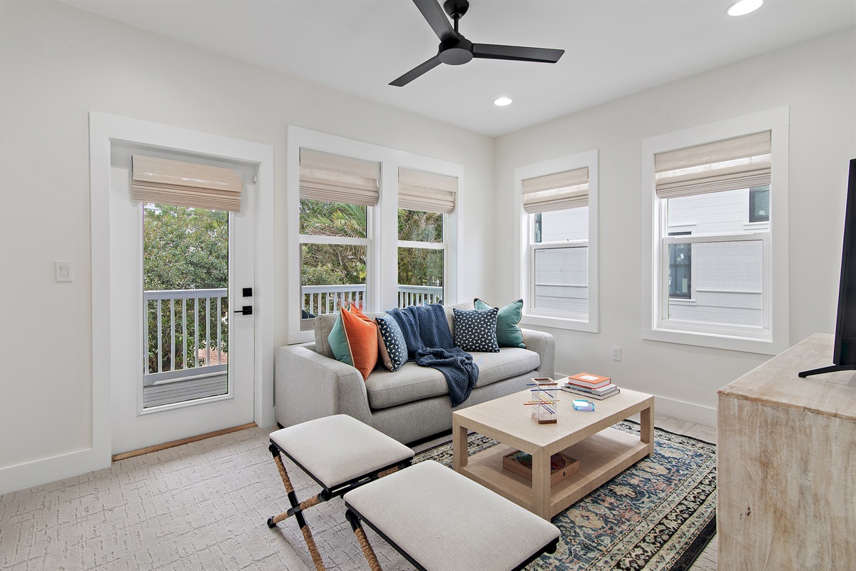 The 2nd Floor living area is the perfect spot for kids to watch a movie of their own upstairs.  This room also offers a queen size sleeper sofa.