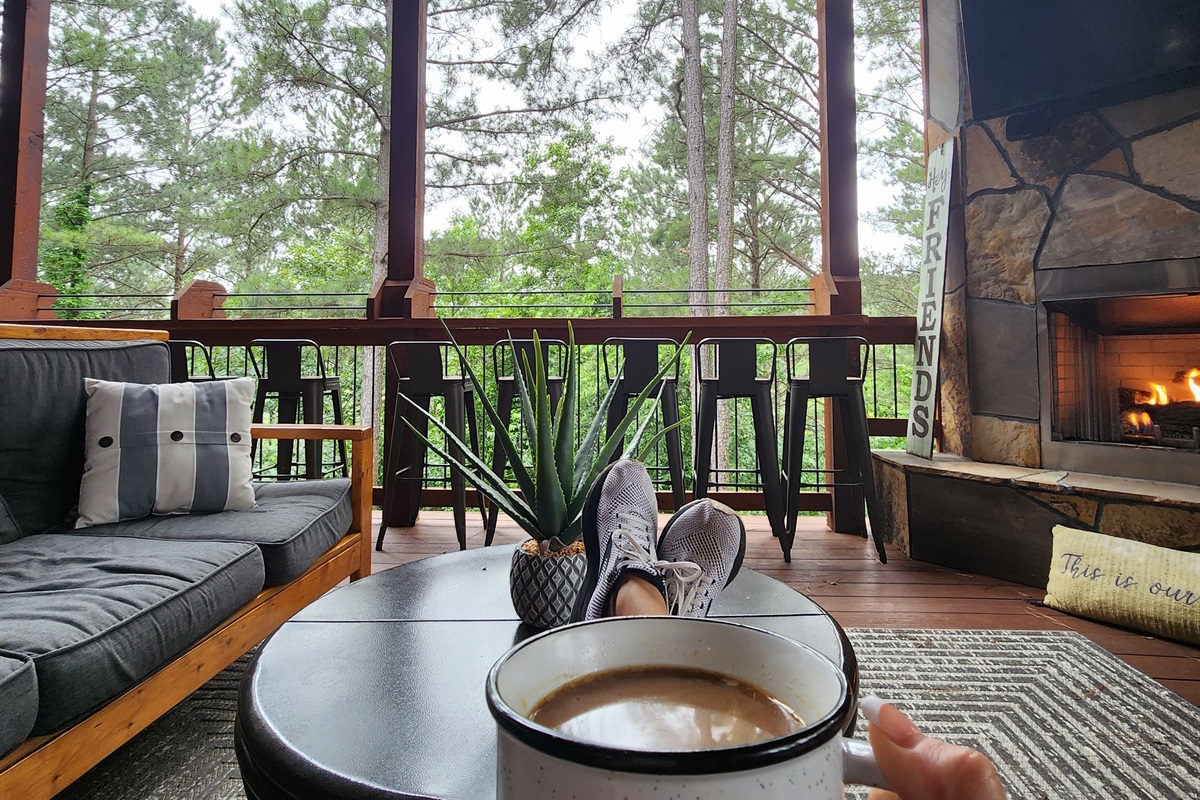 Relax with a cup of coffee surrounded by the sounds of nature.
