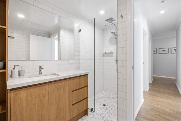 Spacious shower.