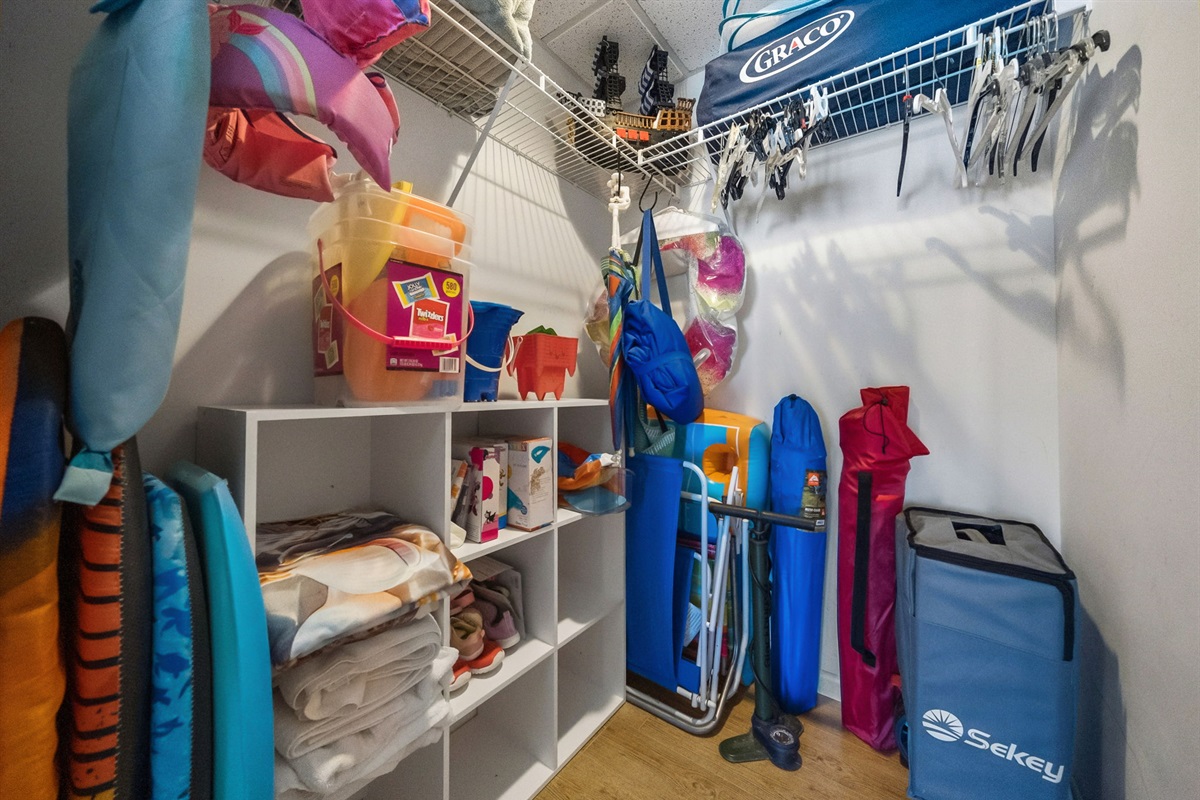 Closet full of beach gear and baby equipment - free of charge