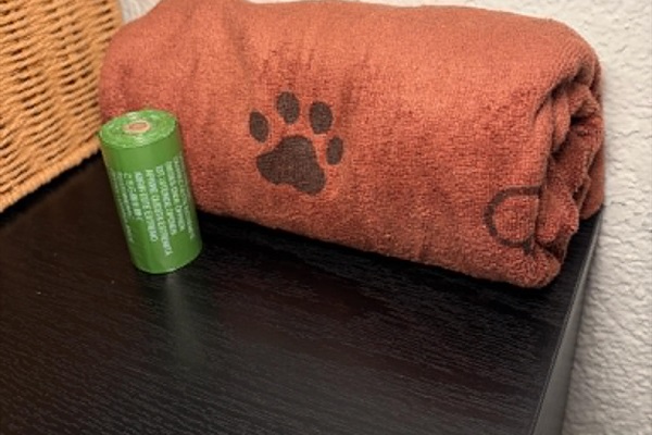 Dog towel and waste bags