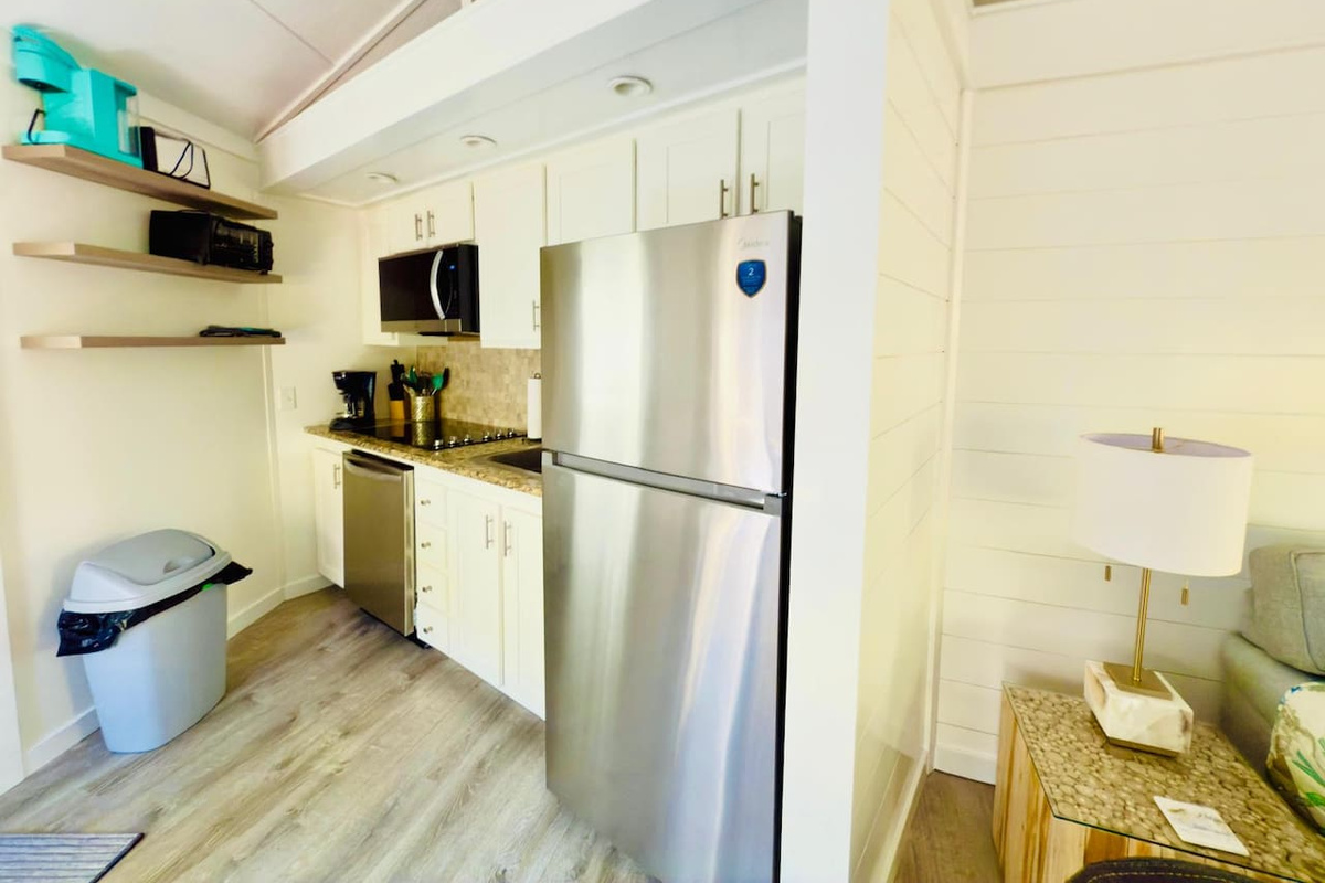 Kitchen with stainless steel appliances