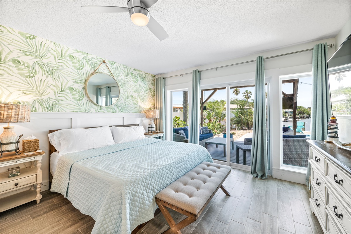 First Floor king Bedroom with view. 