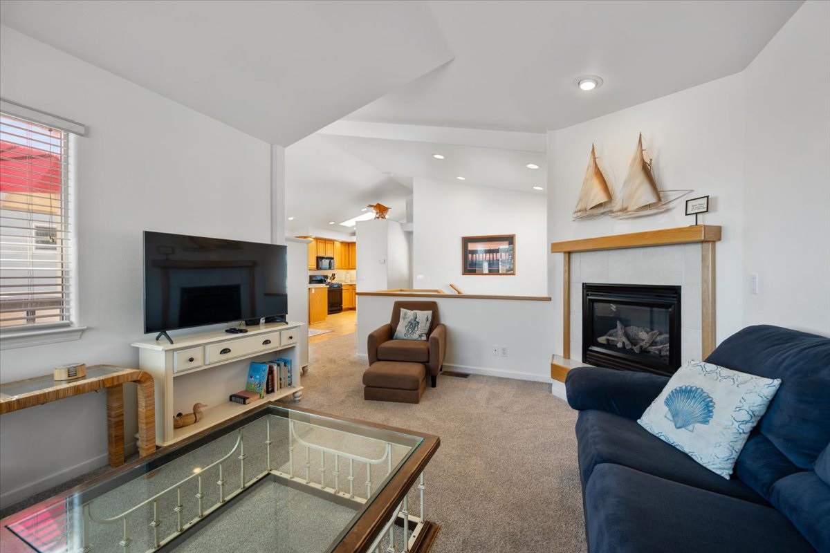 Entertainment space and opens up to dining and kitchen area