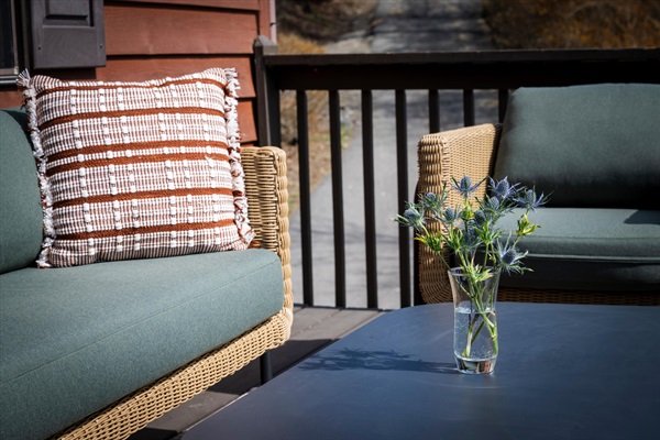 Cozy seating.  Perfect for morning coffee or a quiet moment with the mountains just beyond.