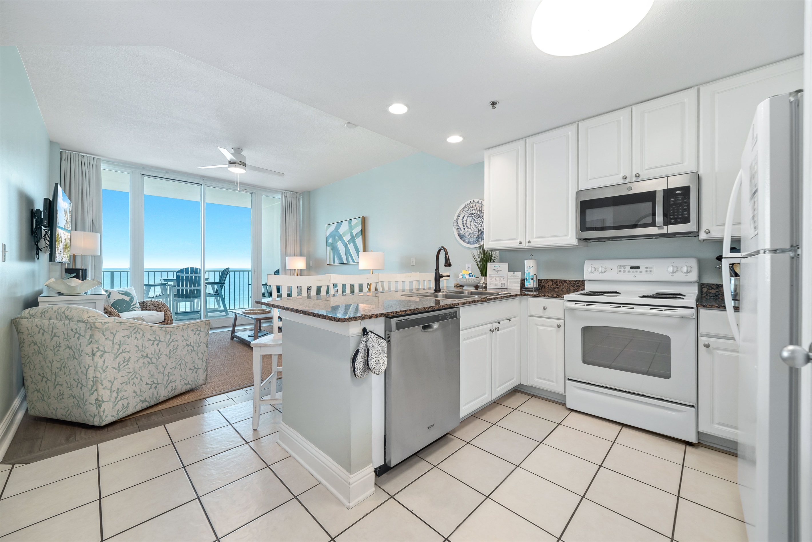 Modern kitchen essentials at your fingertips. This countertop setup offers everything you need for a quick breakfast or a relaxing cup of coffee.