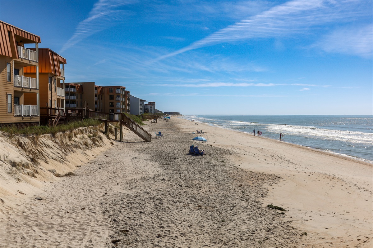 On the beach, looking north