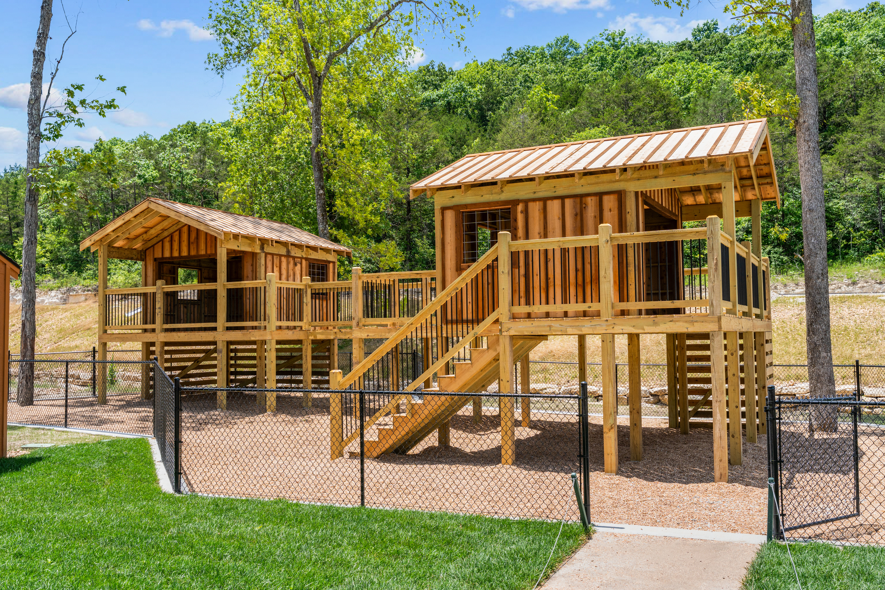 Some really cool treehouse play areas for the kids.