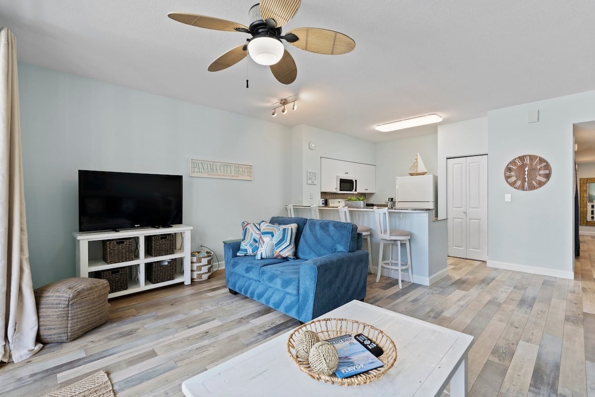 Living areas with seating and smart TV