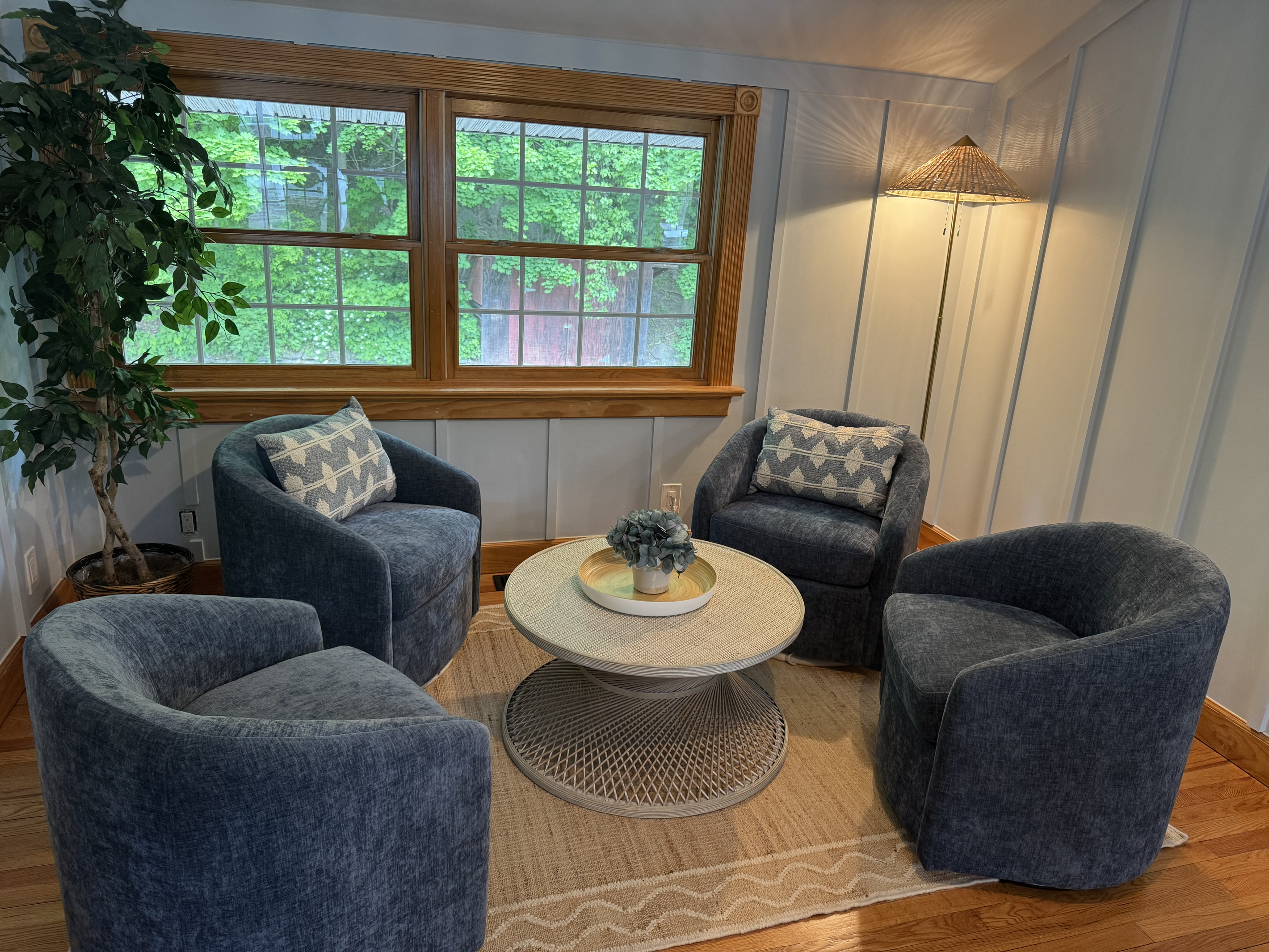 Cozy conversation nook for morning coffee or evening games