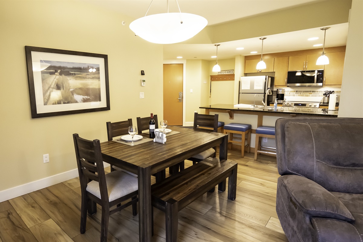 Table and kitchen