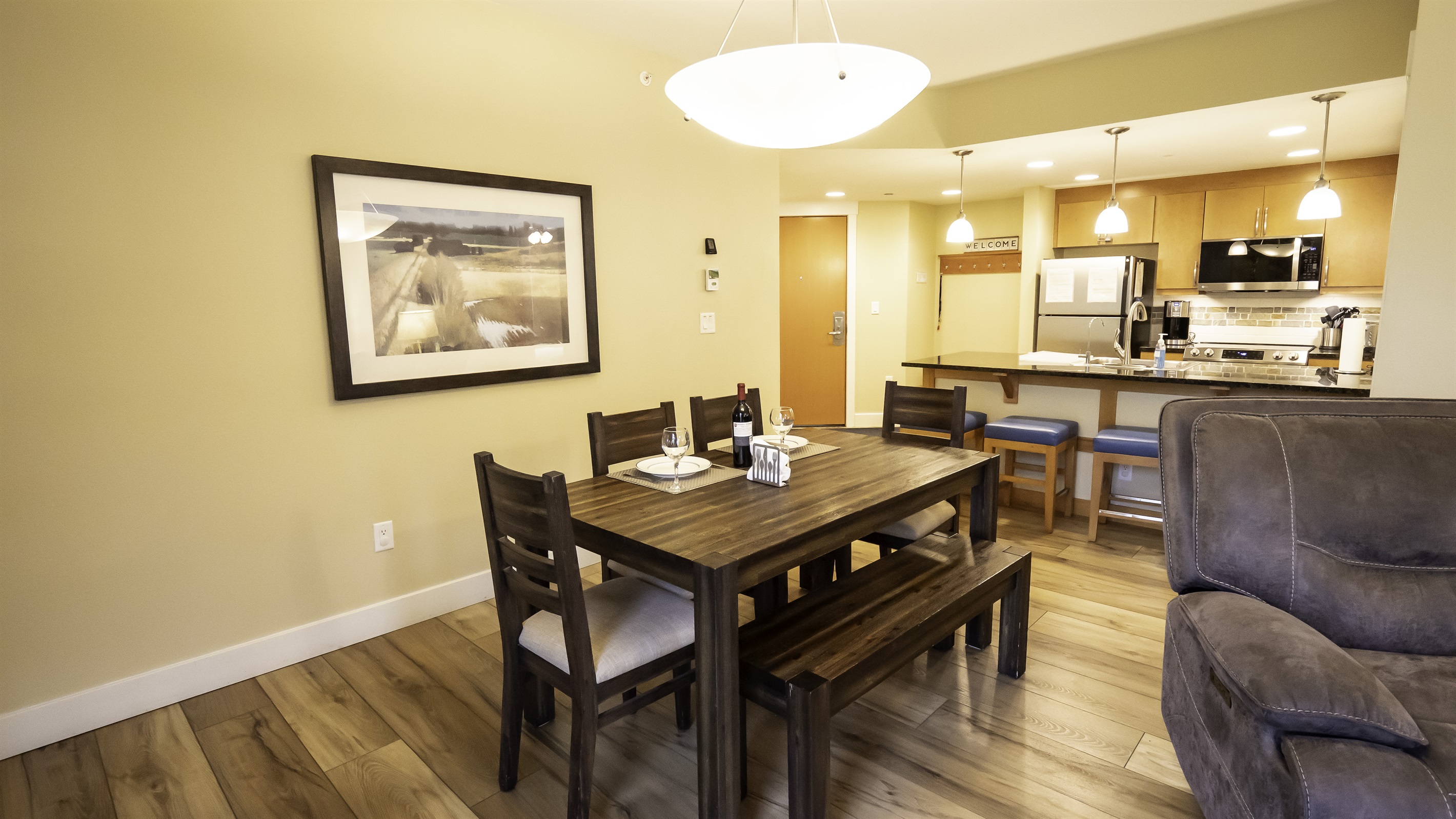 Table and kitchen