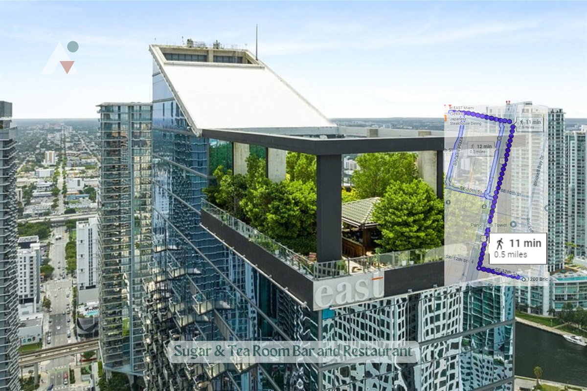 Perched on the 40th floor of the EAST Miami hotel, Sugar offers an upscale rooftop garden experience with unparalleled views of the skyline and Biscayne Bay.29 It maintains an exclusive atmosphere with a strict evening dress code and 21+ entry after 6:00.