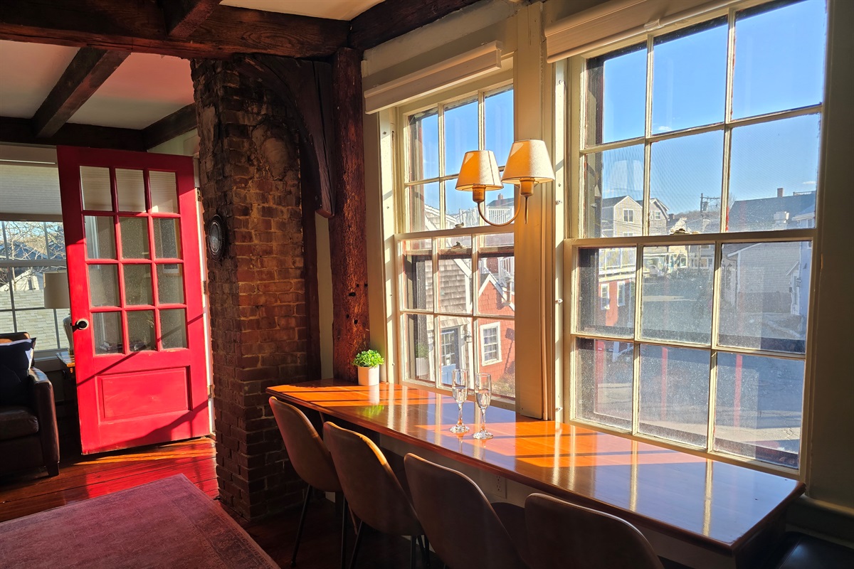 Bar style eating counter overlooking Bearskin beck