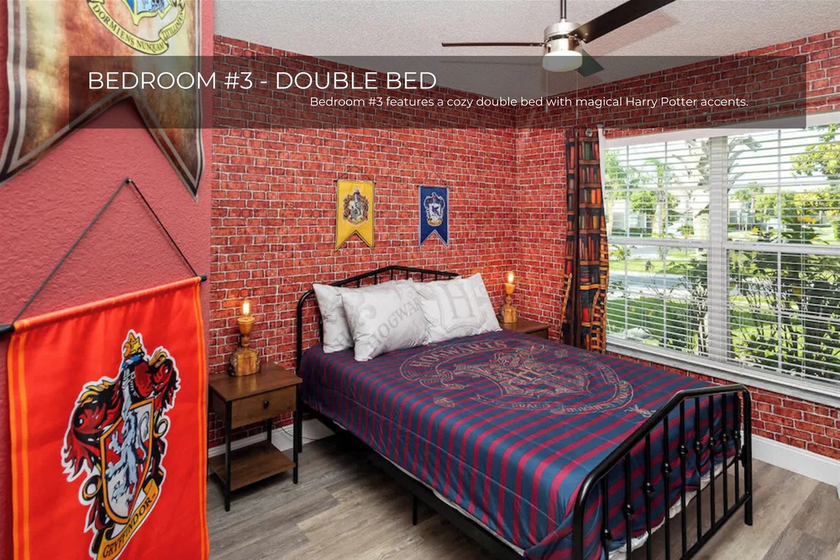 Step into the wizarding world in Bedroom 3, featuring a comfy double bed and magical Harry Potter accents.