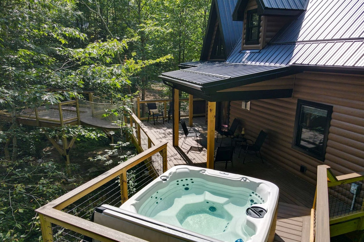 The hot tub is hot and ready 365 days out of the year and 24/7. 