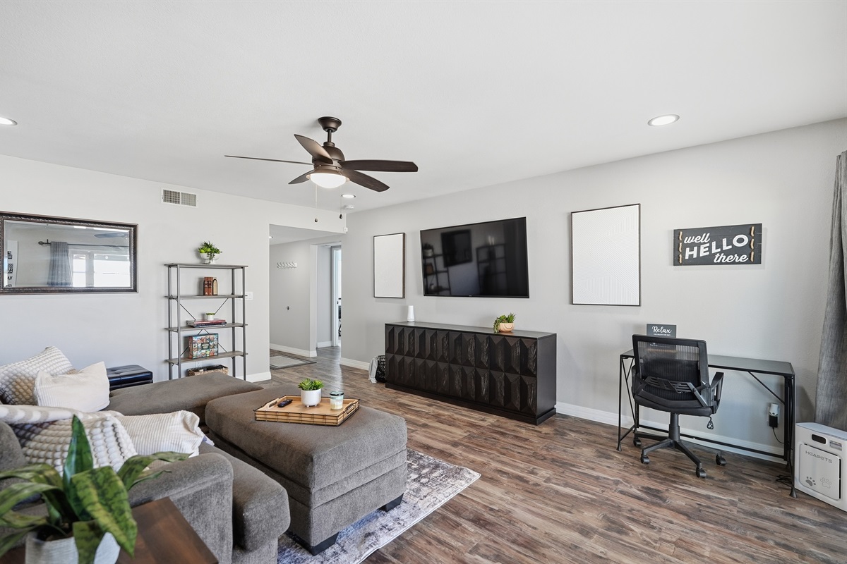 Relax after adventures with a movie night, comfy seating, and peaceful vibes.