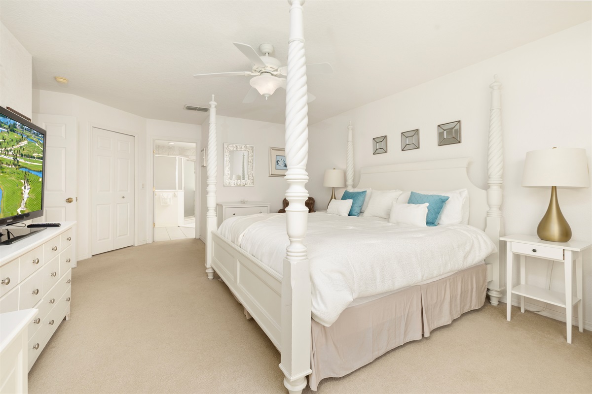 You can see the entrance to the walk-in closet and the king master bath here.