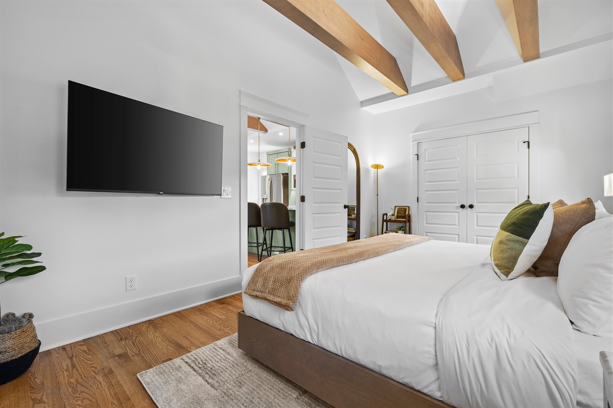 55" Smart TV in the bedroom so you can unwind in bed.