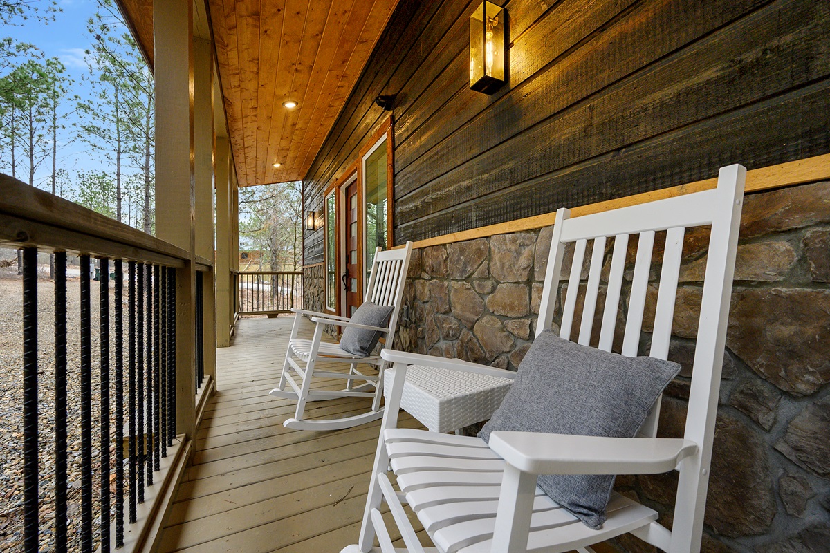 A classic outdoor rocking chair perfect for slowing down, relaxing, and enjoying the fresh air. 🌿