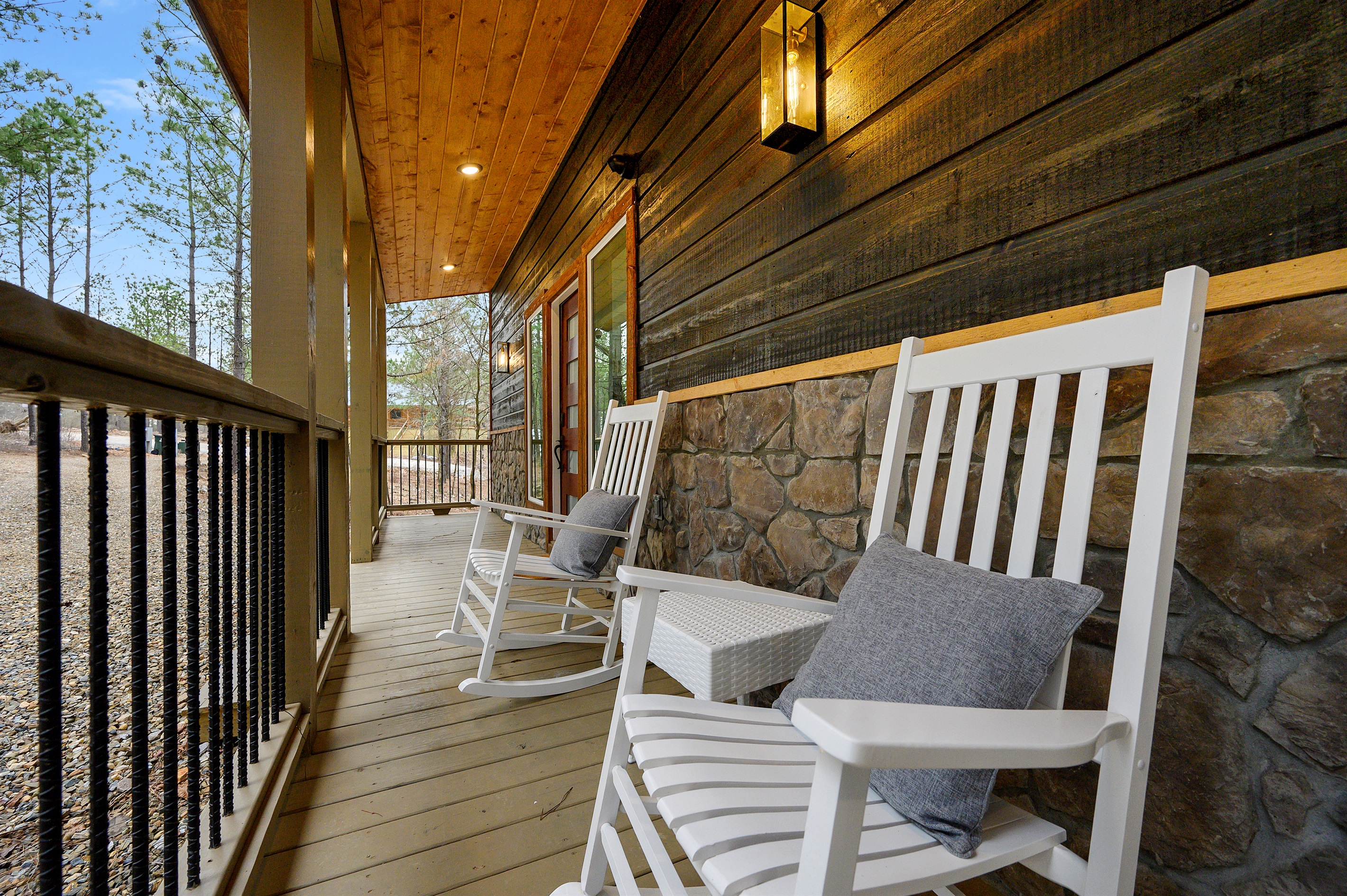 A classic outdoor rocking chair perfect for slowing down, relaxing, and enjoying the fresh air. 🌿