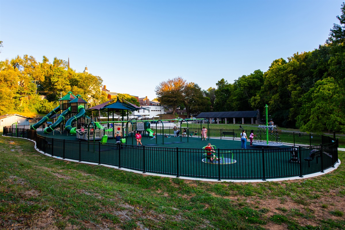 Big Springs Park features a family-friendly playground with slides, swings, and climbing structures that kids love. It’s a safe, shaded spot for little ones to burn off energy while parents relax nearby in the park’s open green space.
