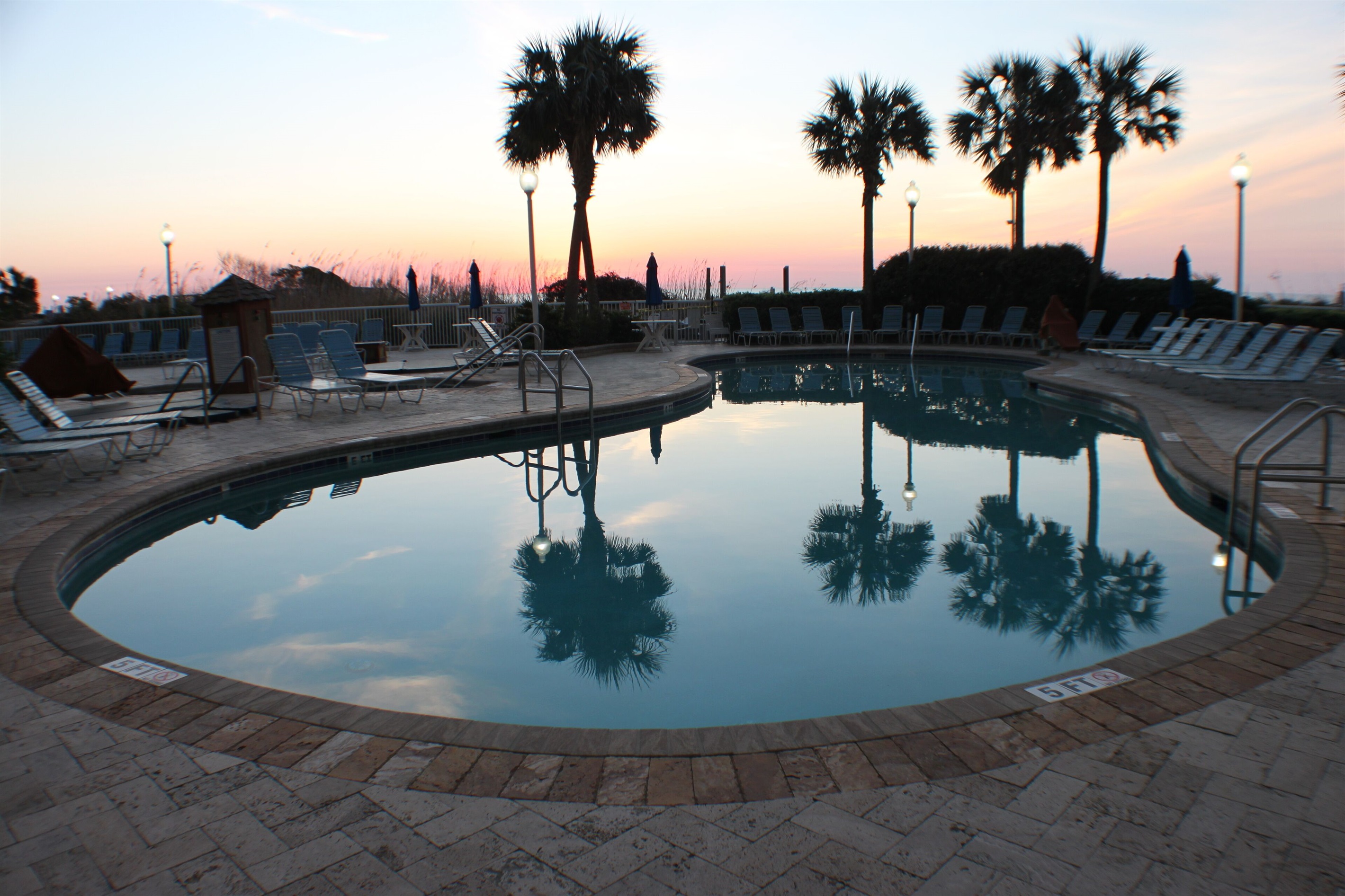 South Tower pool at sunrise
