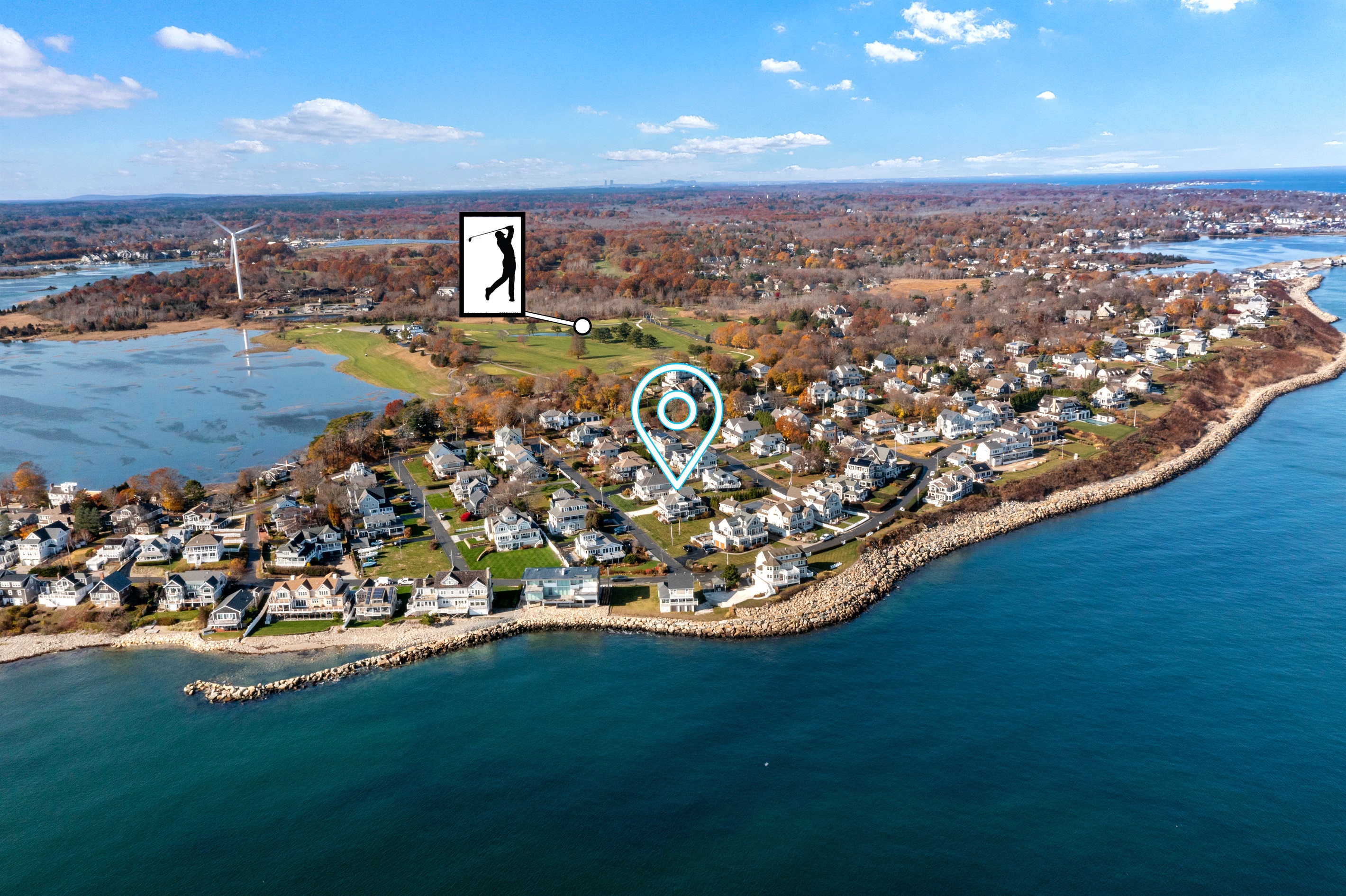 Aerial view of your cozy, stylish condo near the beach