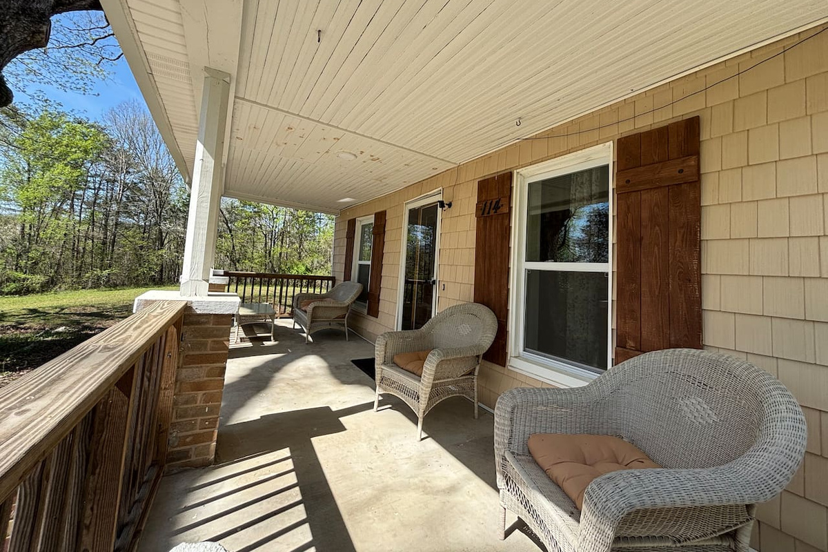 Covered porch with seating 