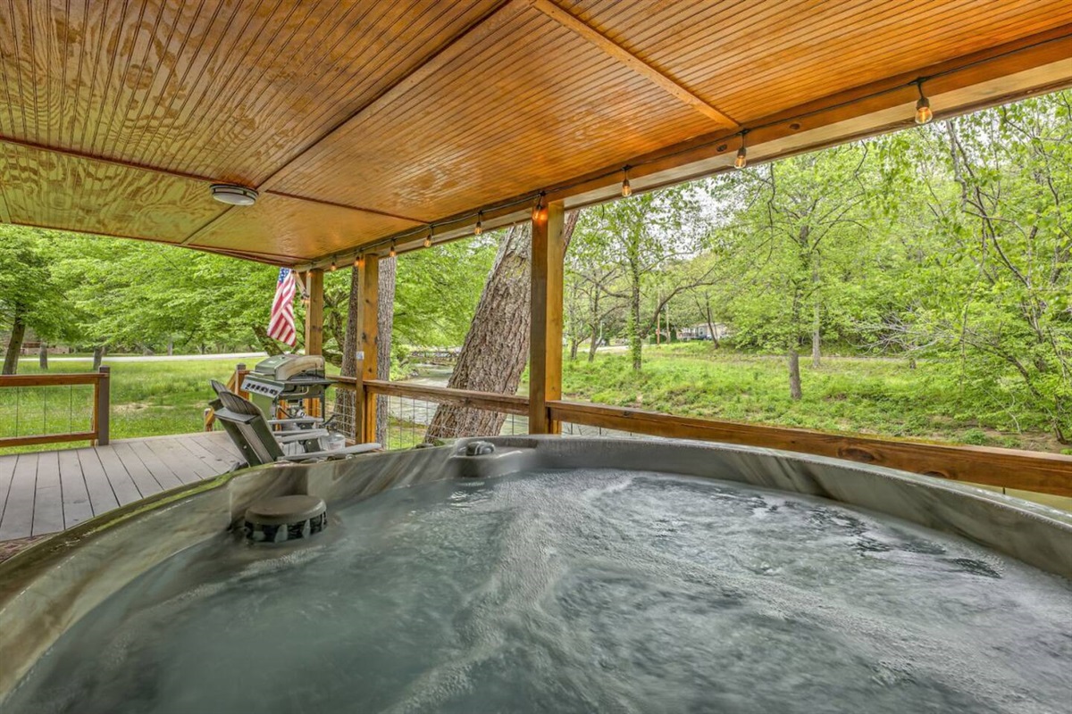 View from the hot tub over looking the creek