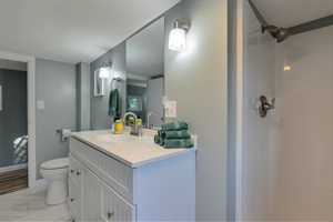 Bathroom sink and vanity with mirror