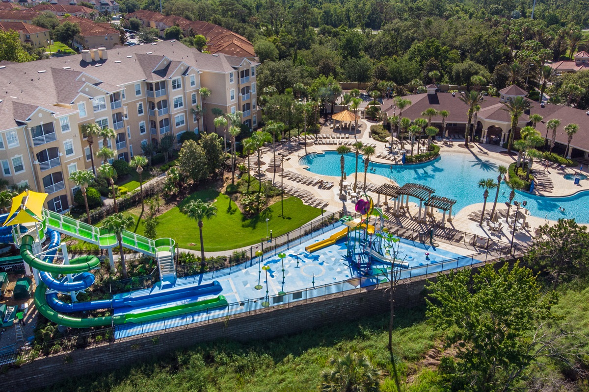 Zip and zoom down the double water slides that operate year round at the Windsor Hills Resort community pool.