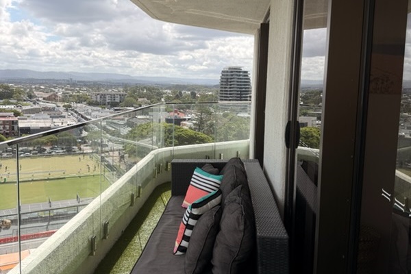 Rear balcony with mountain view
