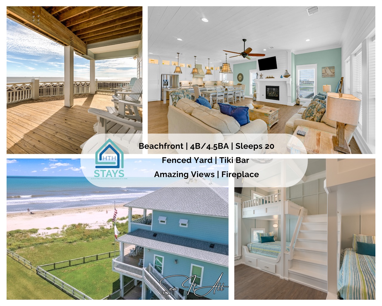 Welcome to Sea It All: A stunning beachfront property featured by HTH Stays. Book your coastal getaway today!