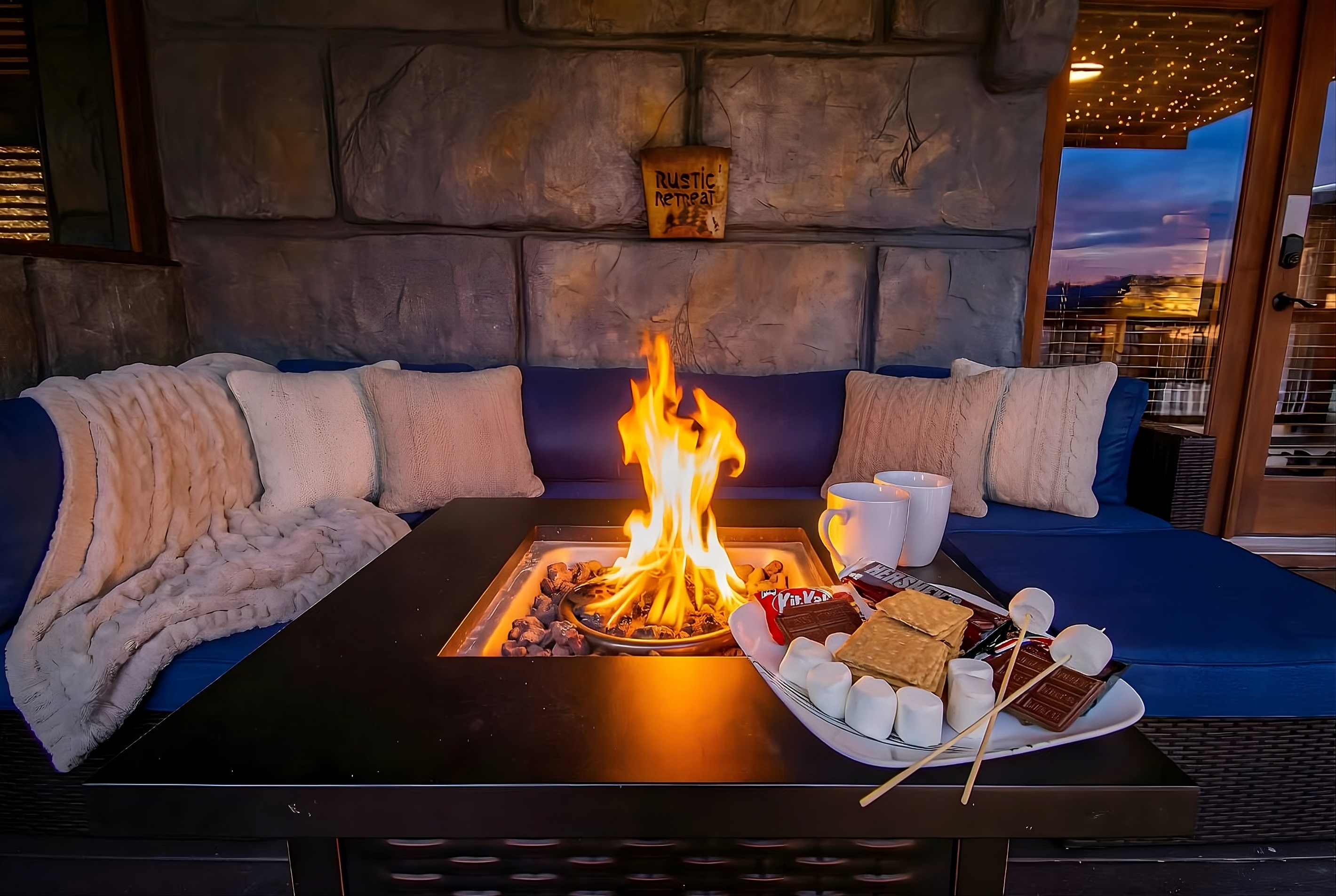 A cozy fire, S'mores, Hot Cocoa, and nature.The ultimate night