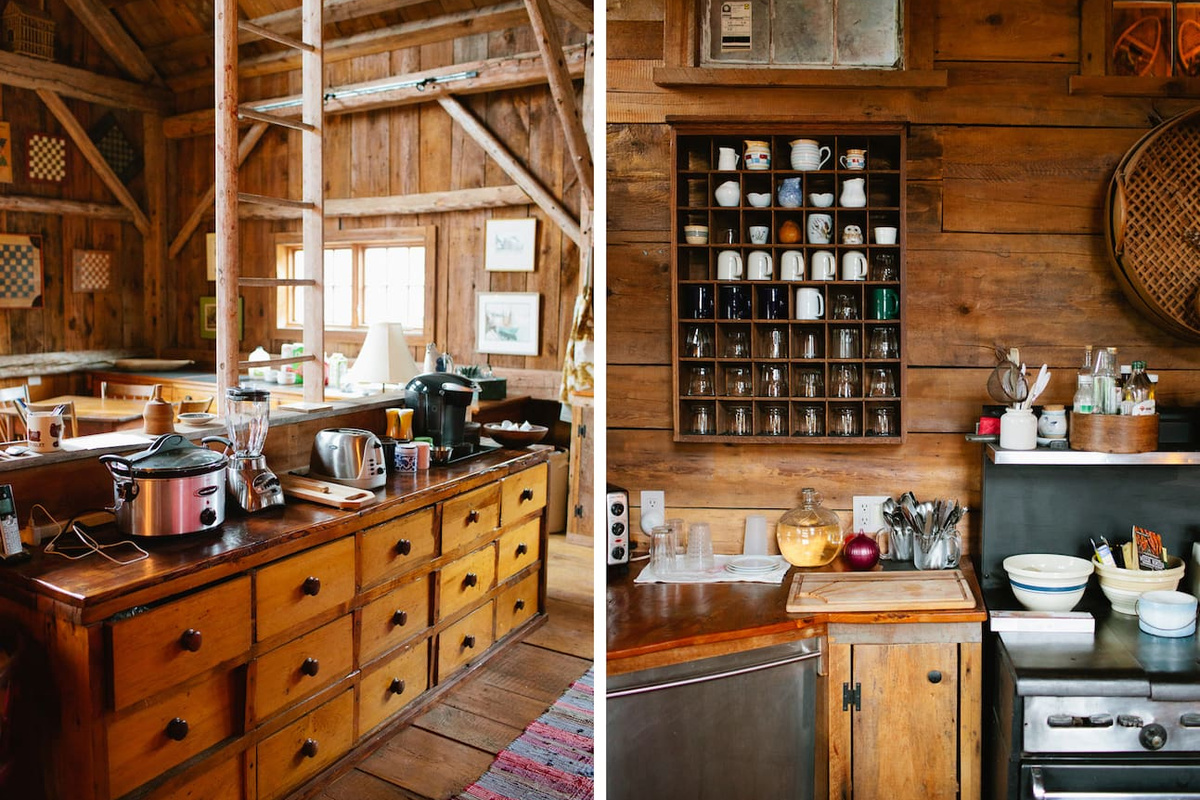 Kitchen. Multiple drawers with gadgets galore. Grab your mug from our old postal mail sorter and enjoy a cup of joe.