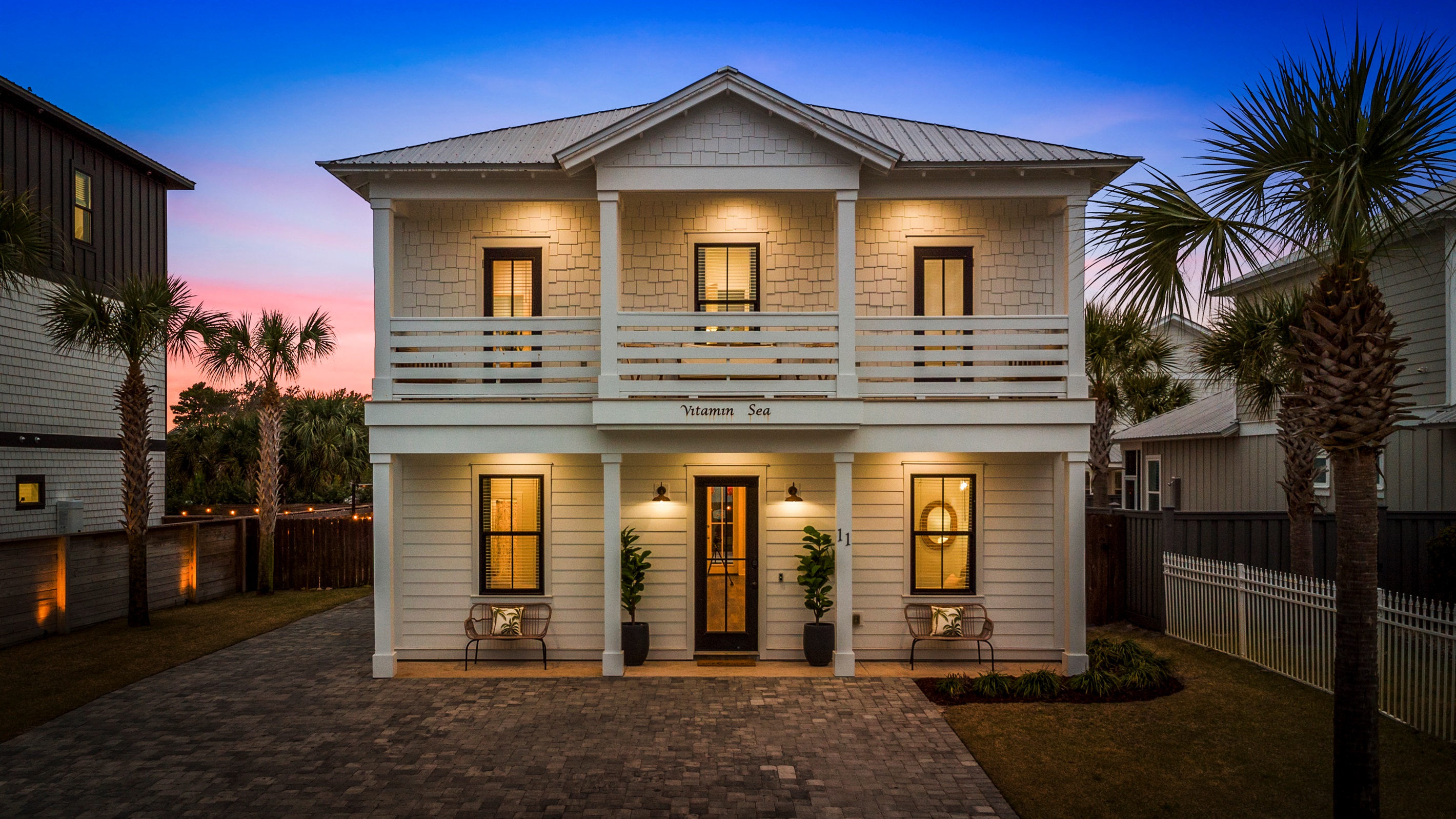Vitamin Sea glowing at sunset. A stunning Miramar Beach home designed for unforgettable family getaways.