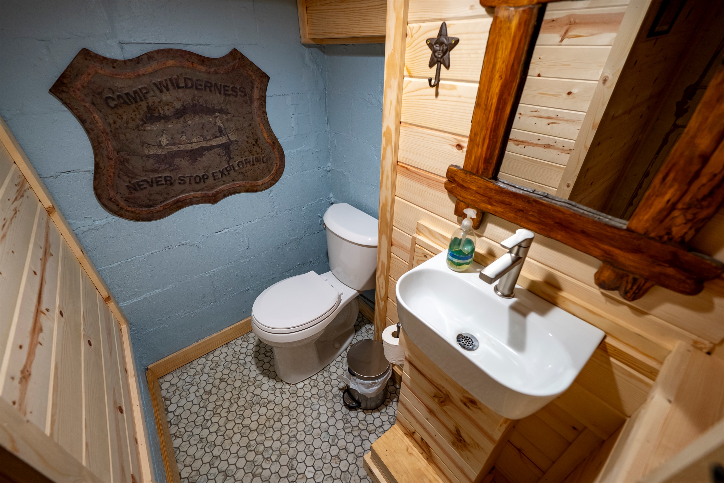 Lower-level half bath makes your stay even more comfortable