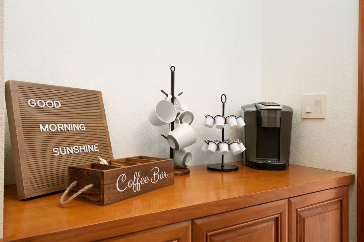 Get your caffeine fix - kick-start your day at our fully-stocked coffee corner!