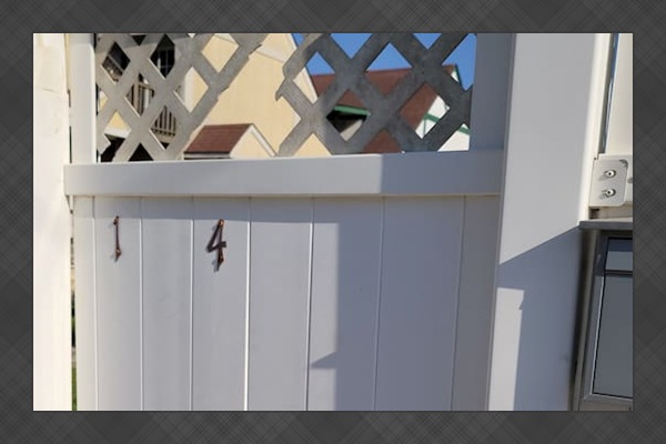 Enter this gate to the property, first house on the right. 