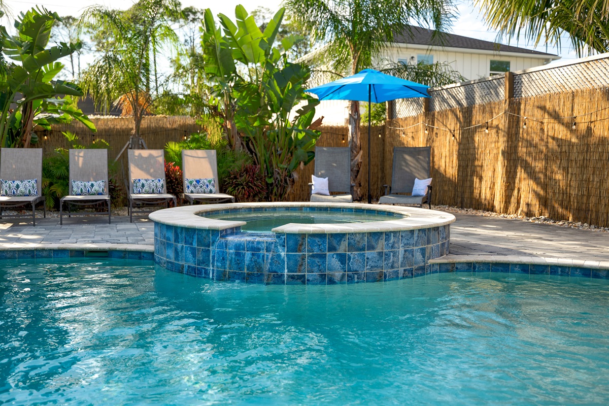 Heated pool and hot tub for year round enjoyment