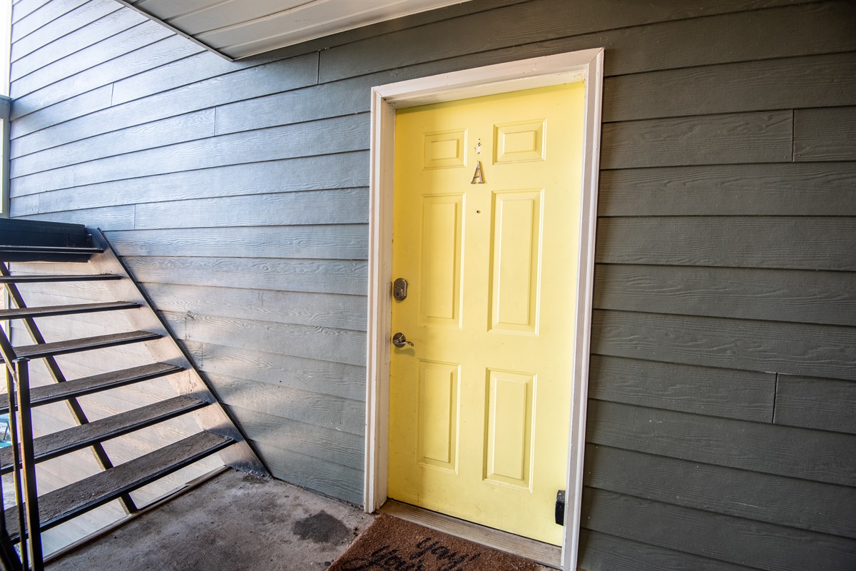 Welcome to Ridge Retreats - Unit A! Here is the entrance to your unit with a good look at the smart lock for easy check-in.