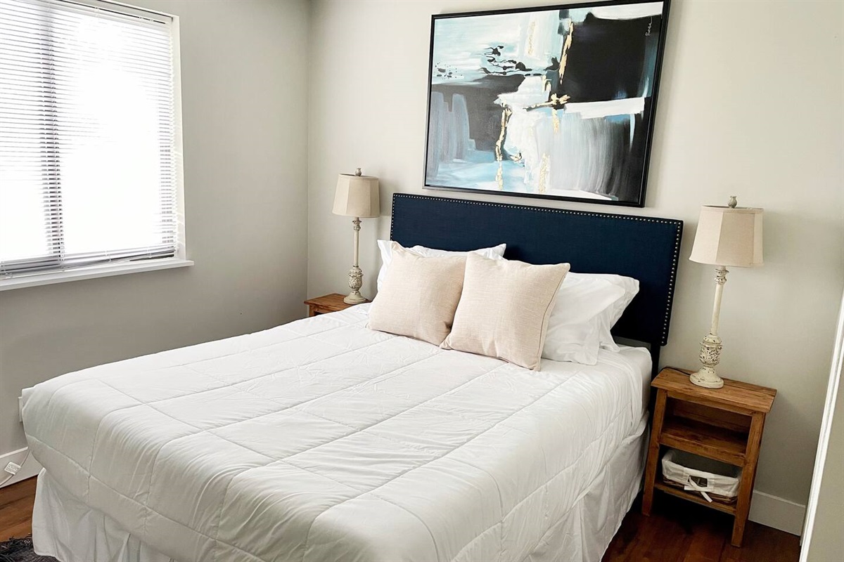 Bedroom 2, with queen size bed and memory foam mattress